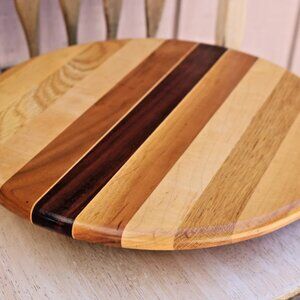 David Levy Lazy Susan Mixed Wood Spinning Tray